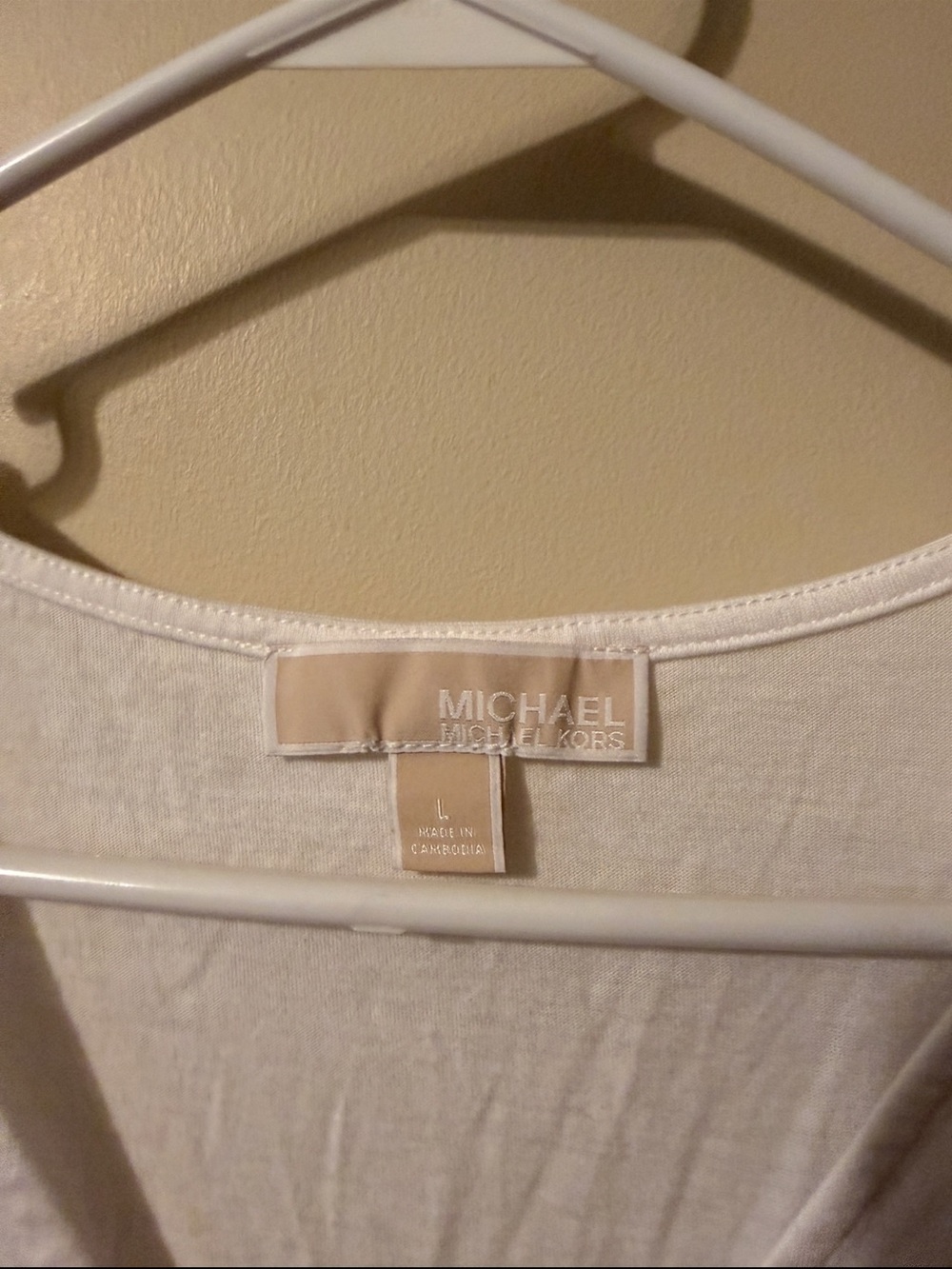 Michael Michael Kors White V-Neck Tie Sleeve Top Women’s Large Short Sleeve - Picture 2 of 5